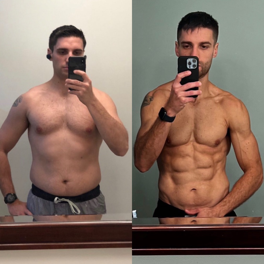 Male client transformation, soft to lean
